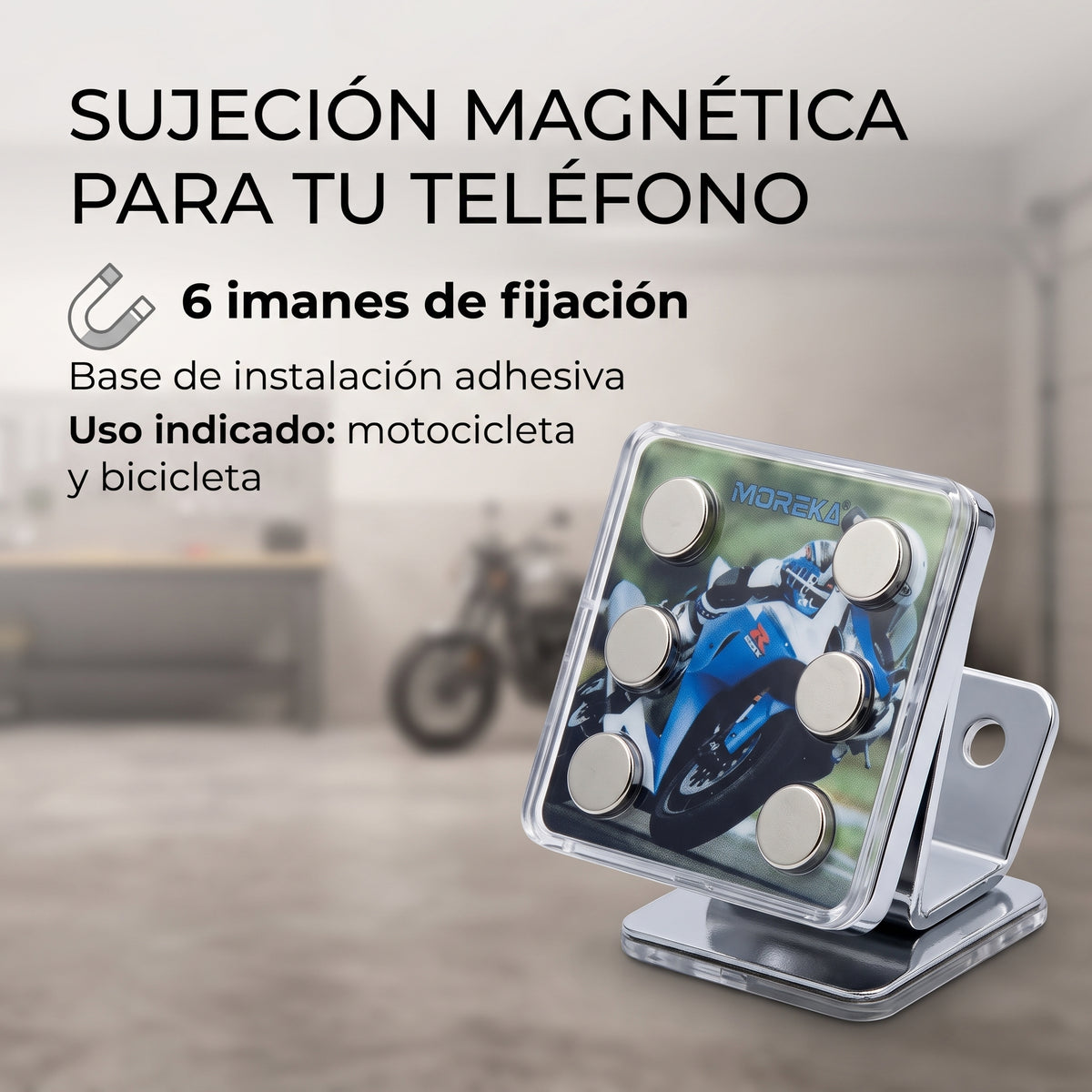 Soporte Magnético Moreka ZJ-028 para Moto y Bicicleta con 6 Imanes de Fijación