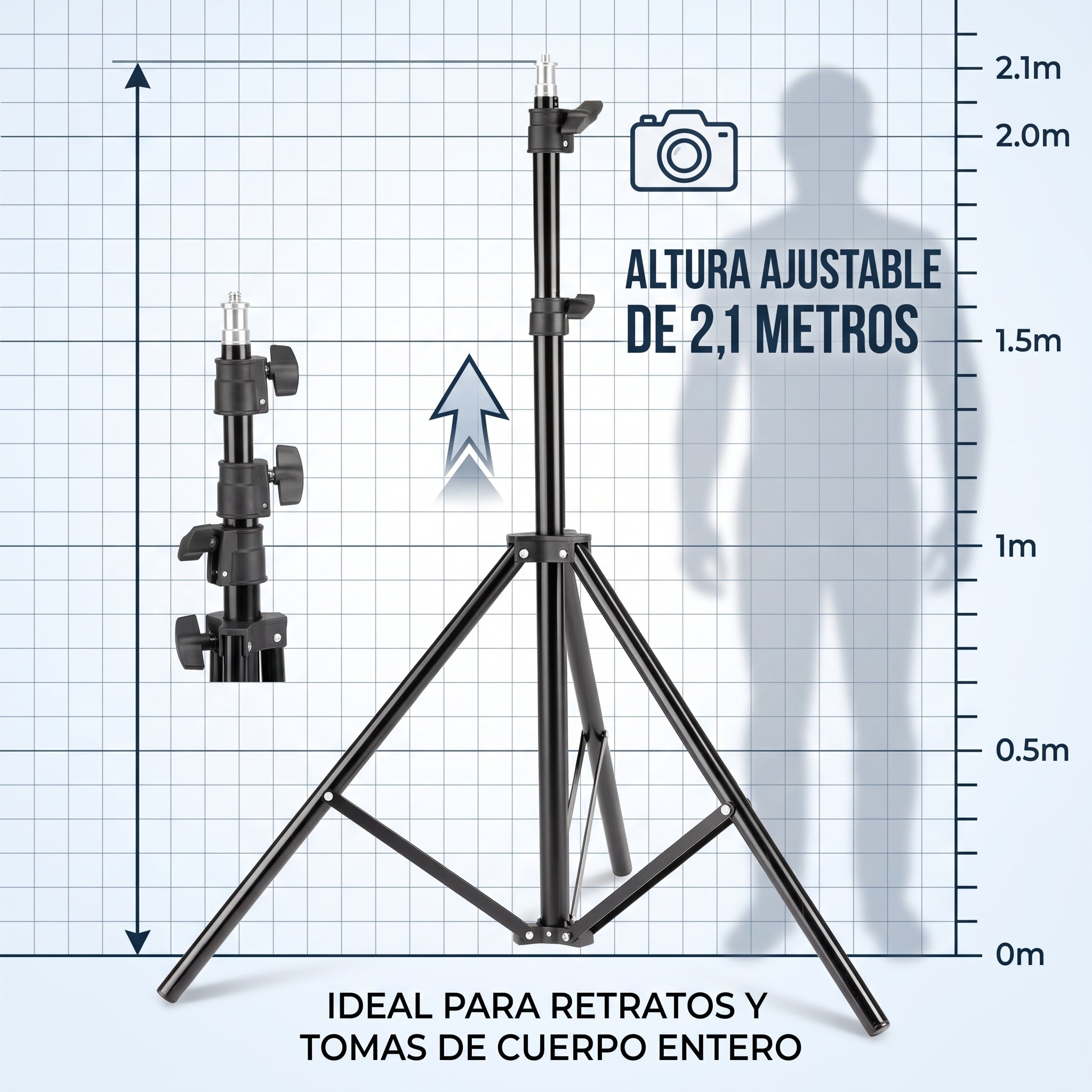 Trípode Soporte YISEN ZJ-2.1 de 2.1mts Soporte para Aro de Luz