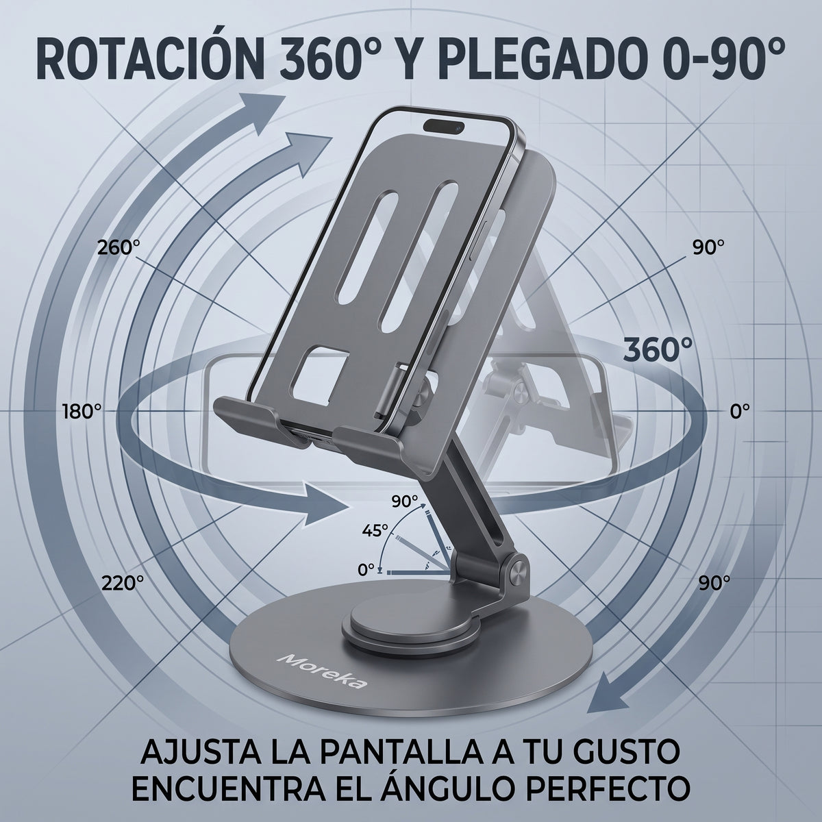 Soporte Metálico Plegable Moreka ZJ-025 con Rotación de 360° para Celular