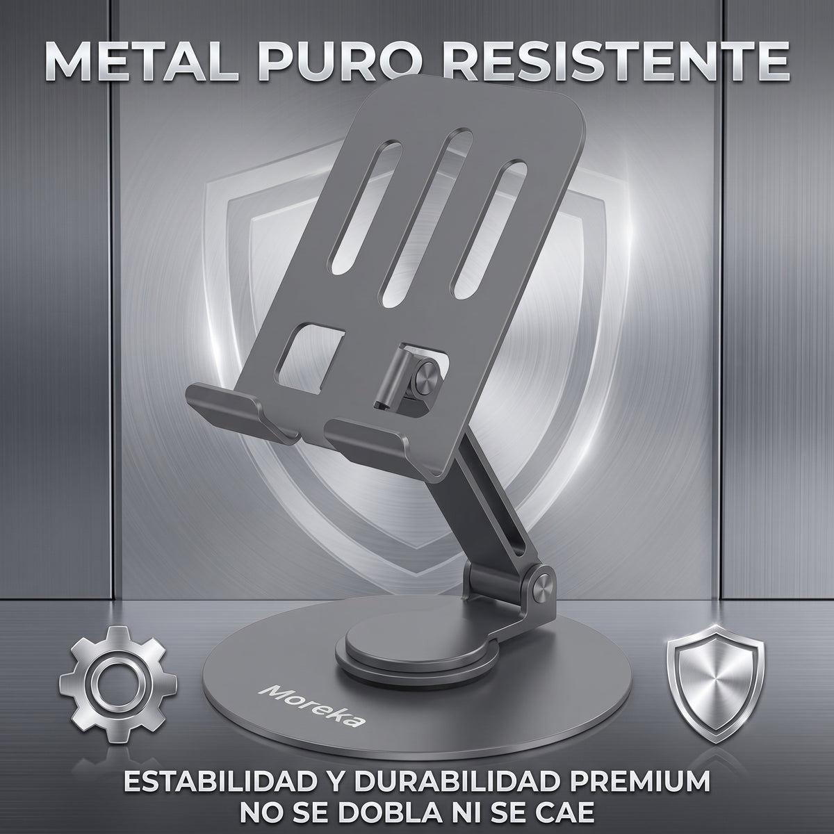 Soporte Metálico Plegable Moreka ZJ-025 con Rotación de 360° para Celular