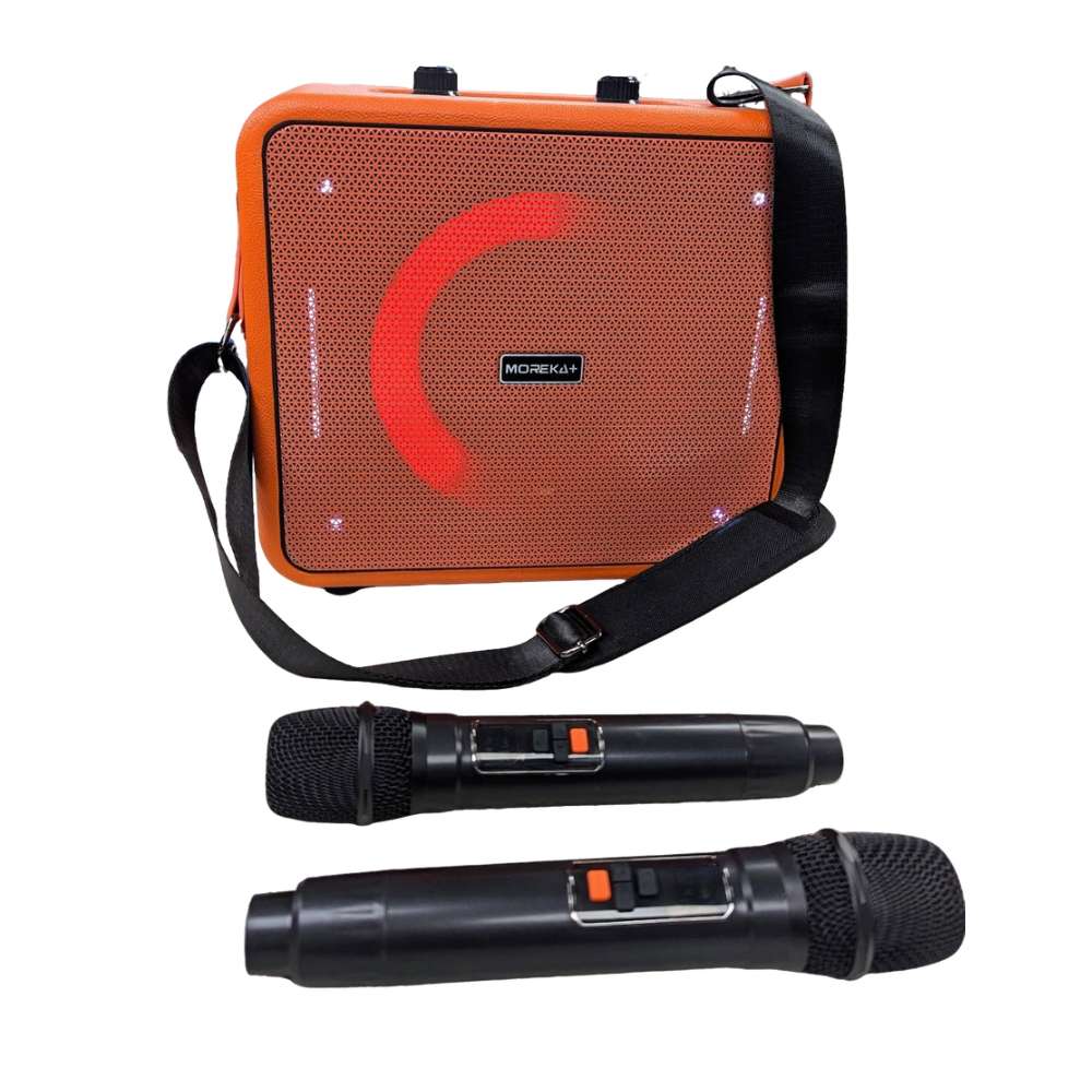 Bocina Karaoke Bluetooth FM dual micrófonos RGB Moreka A17