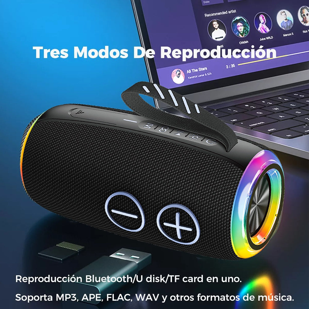 Bocina Moreka+ A20 20W 3600mAh Bluetooth, TF Card, Radio FM, USB Contra Agua IPX6
