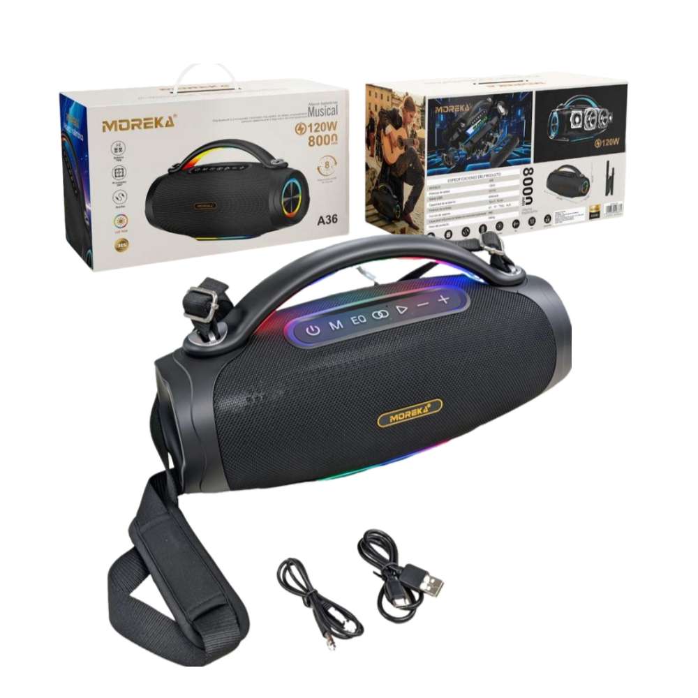 Bocina Moreka A36 120W 8000mAh 6-8 hrs de bateria Bluetooth