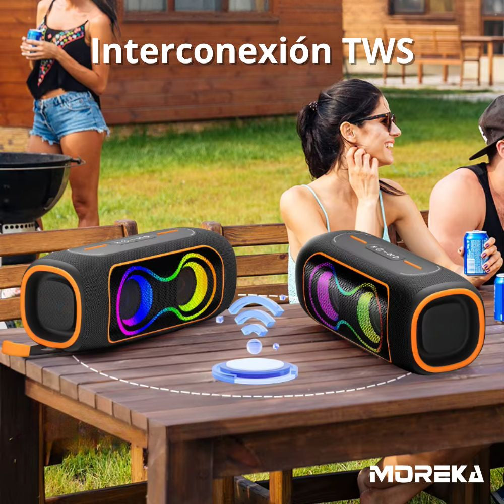 Bocina Moreka A47 70W 25W*2+10W 5000mAh 5hrs de bateria Bluetooth IPX6