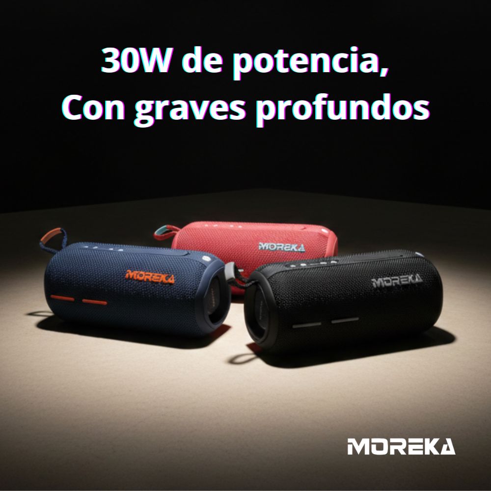 Bocina Moreka A50 30W 15W*2 3600mAh 10hrs de bateria Bluetooth IPX6
