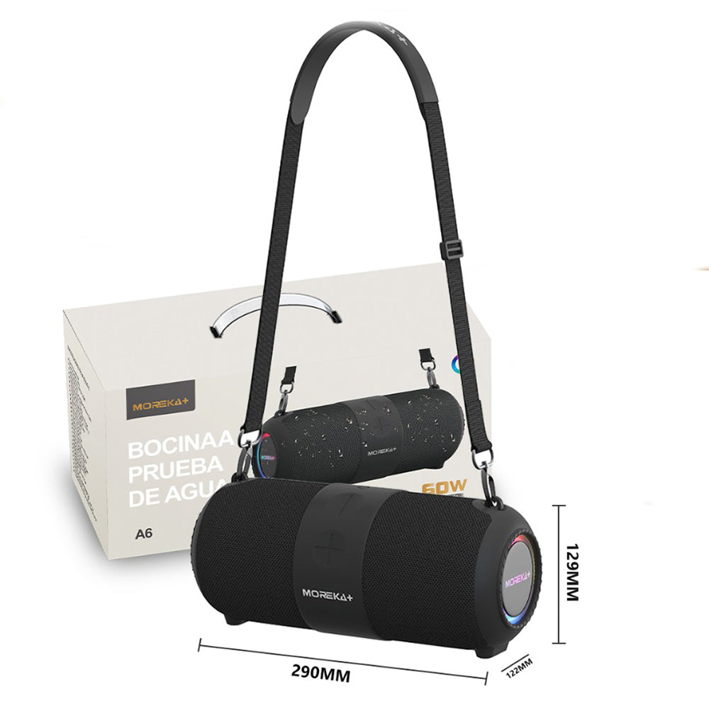 Bocina Moreka+ A6 60W, Bluetooth, TF Card, Radio FM, USB Contra Agua IPX6