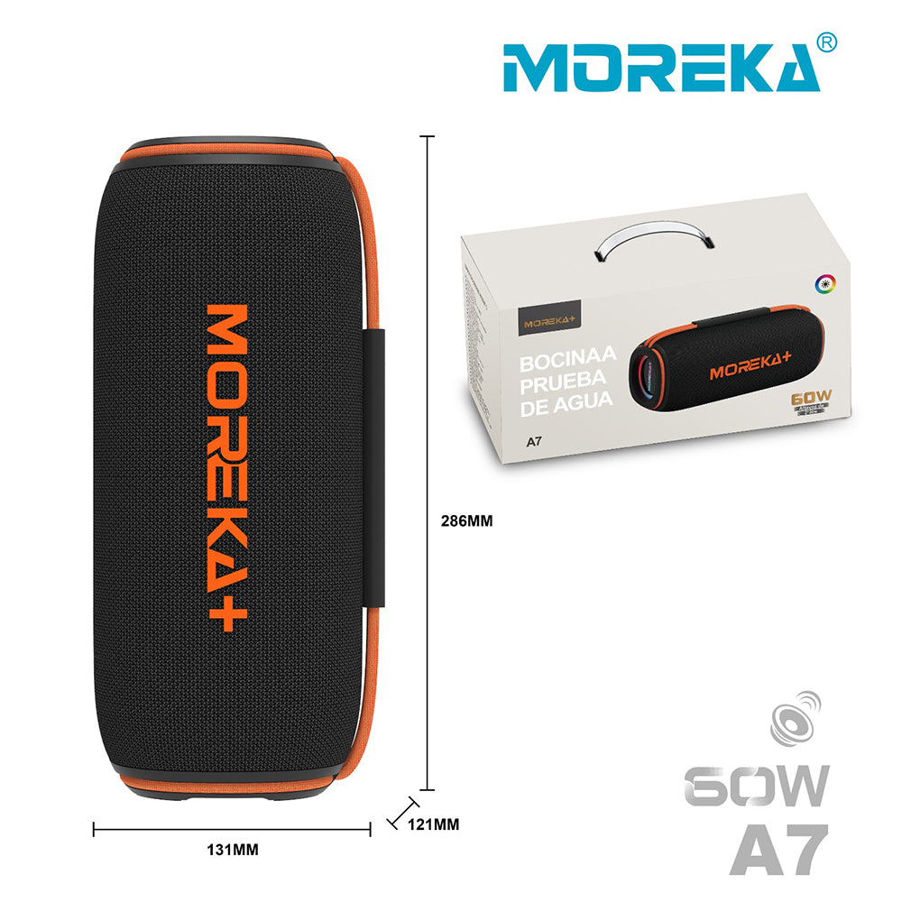 Bocina Moreka+ A7 60W, Bluetooth, TF Card, Radio FM, USB Contra Agua