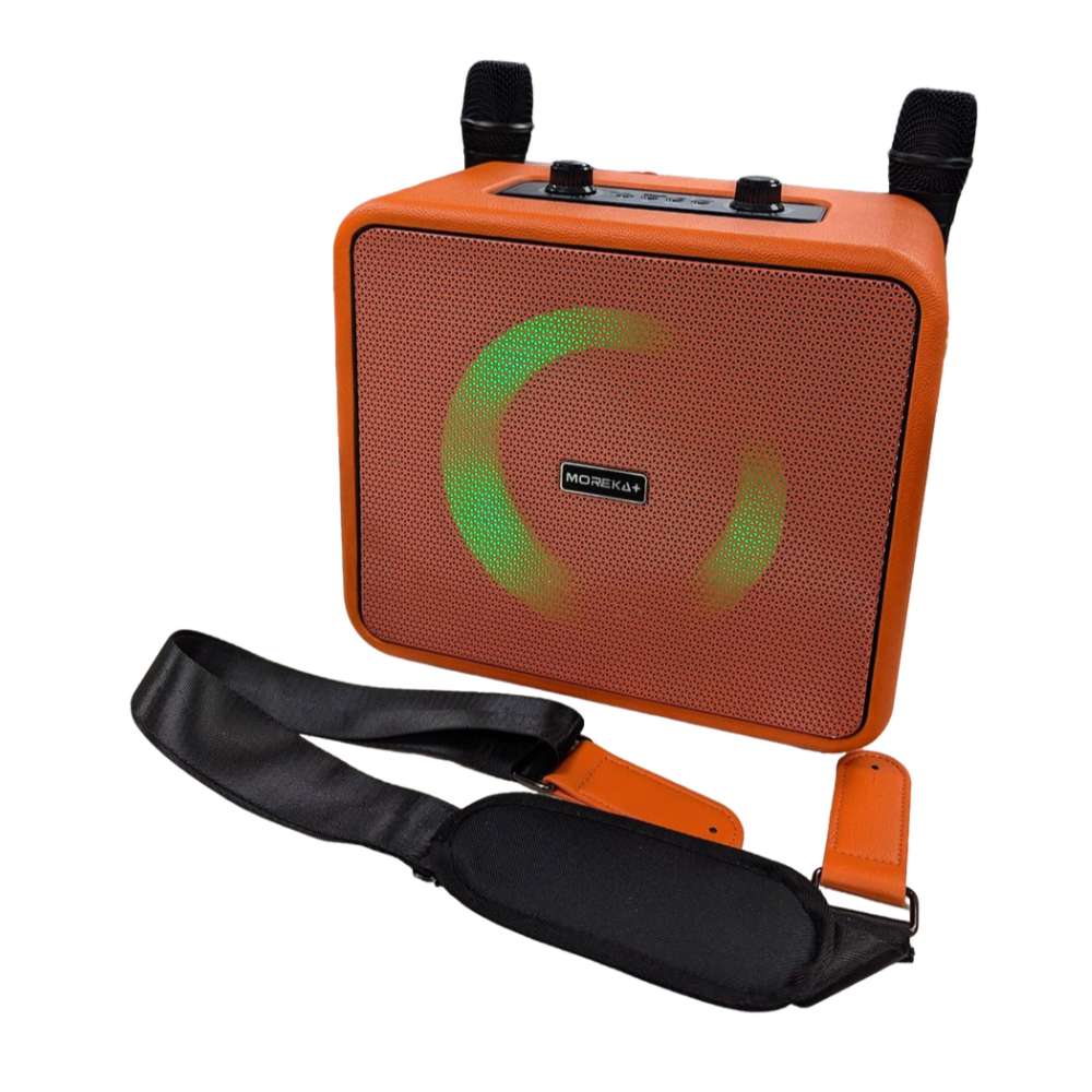 Bocina Karaoke Bluetooth FM dual micrófonos RGB Moreka A17