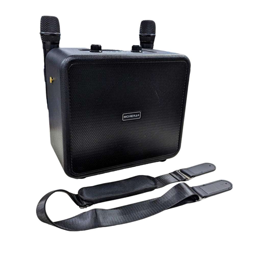 Bocina Karaoke Bluetooth FM dual micrófonos RGB Moreka A17