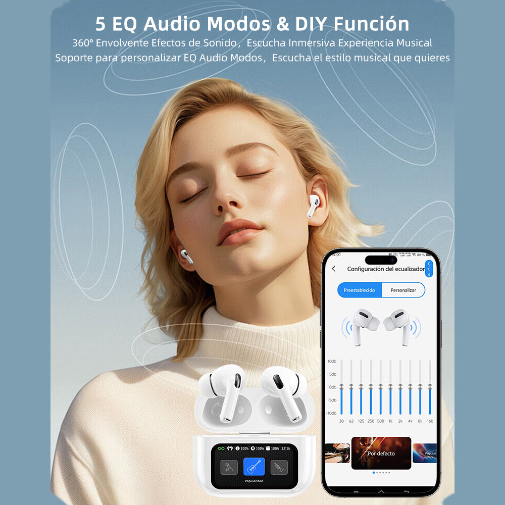 Audífonos Bluetooth Anc A9pro Cancelación Ruido Lcd Táctil