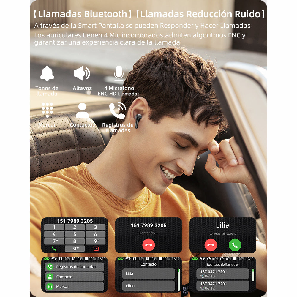 Audífonos Bluetooth Anc A9pro Cancelación Ruido Lcd Táctil