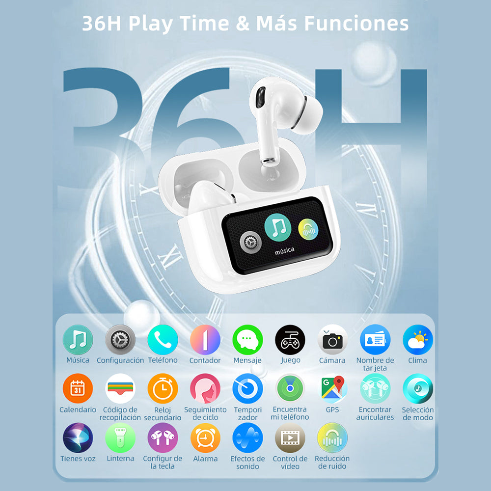Audífonos Bluetooth Anc A9pro Cancelación Ruido Lcd Táctil