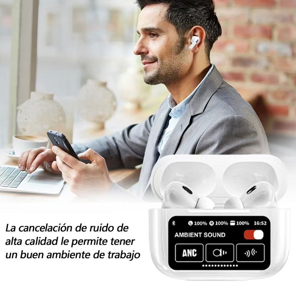 Audífonos Bluetooth Anc A9pro Cancelación Ruido Lcd Táctil