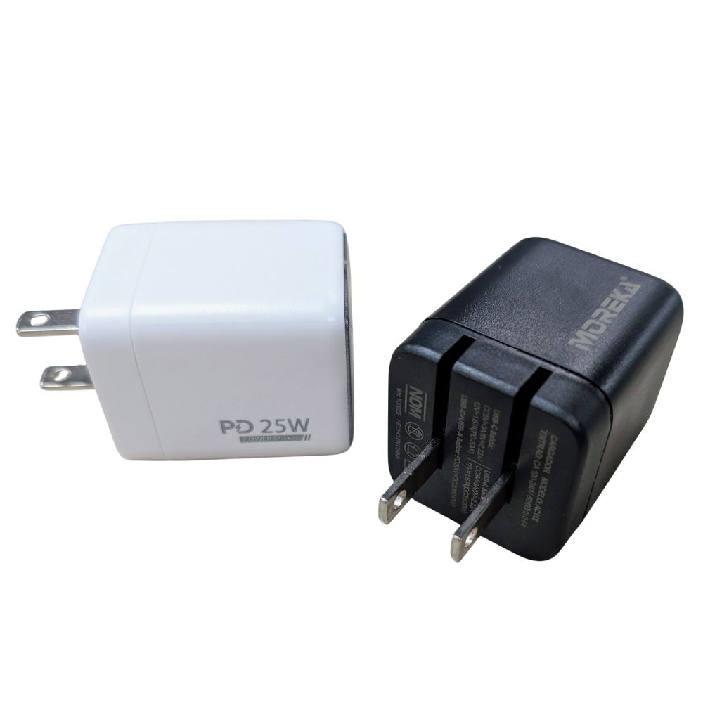 Cargador 40W 5V- 3A puertos PD20W & QC3.0 20W Clavija plegable cable C-C Moreka  AC113