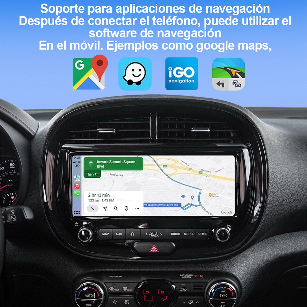 Adaptador 2en1 Inalámbrico para Carplay y android Auto (iOS 10+, Android 11+). No compatible con BMW.