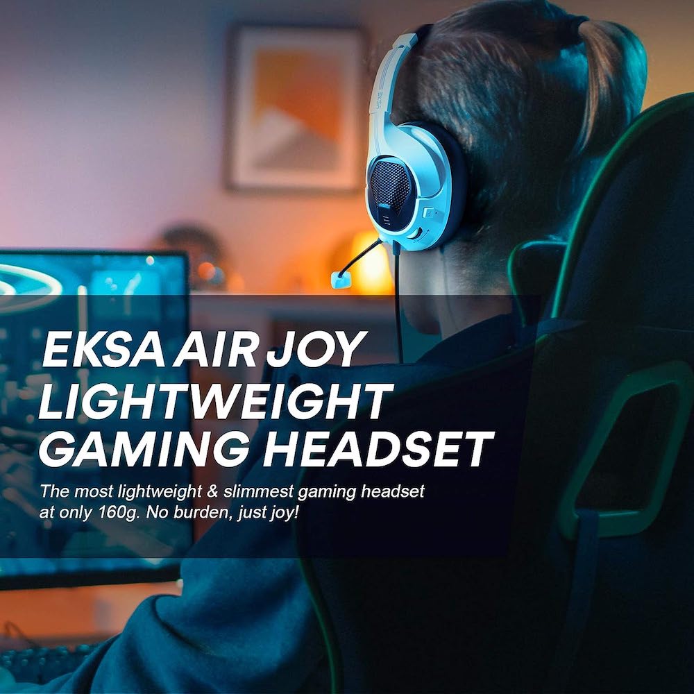 Diadema Gamer EKSA Air Joy micrófono, auriculares con cable para PC, Xbox PS4, PS5, Switch, micrófono con cancelación de ruido