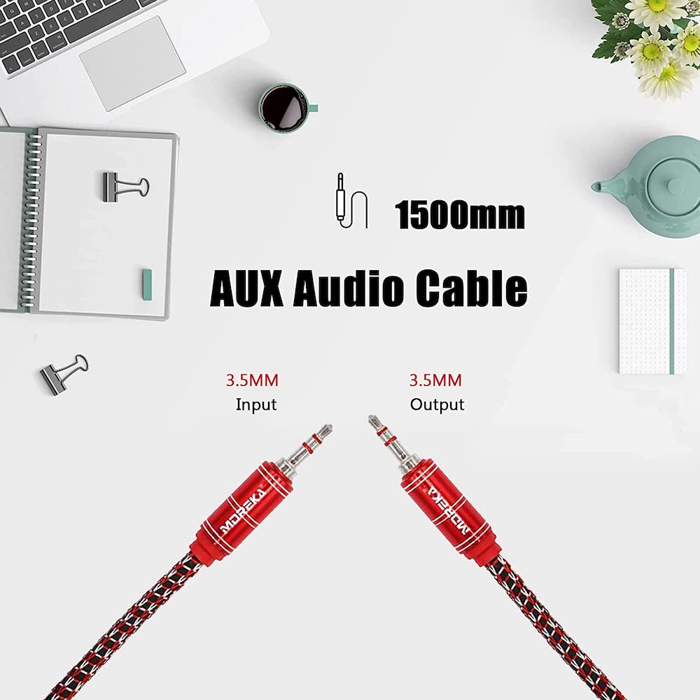 Audio Cable, Moreka AU-01, Auxiliary 3.5, 1500mm, Reinforced