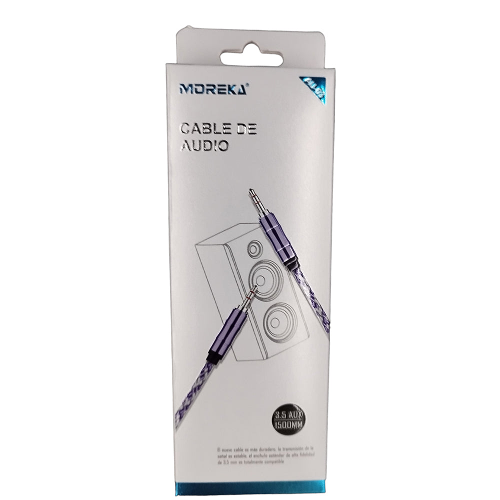 Cable De Audio, Moreka AU-03, Auxiliar 3.5, 1500mm, Reforzado