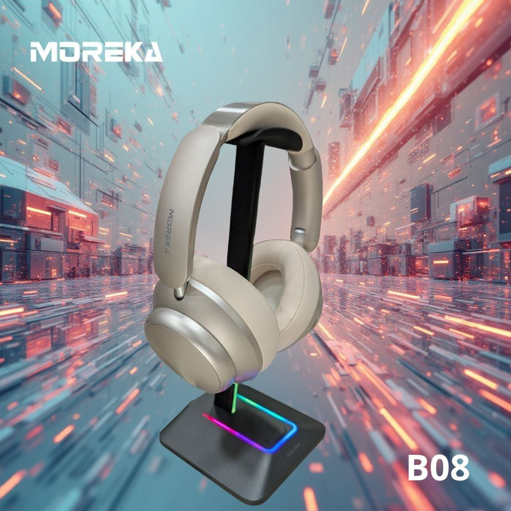 Audífonos Bluetooth V5.4 Moreka B08 400mAh 40mm Cancelación de Ruido 36 hrs musica