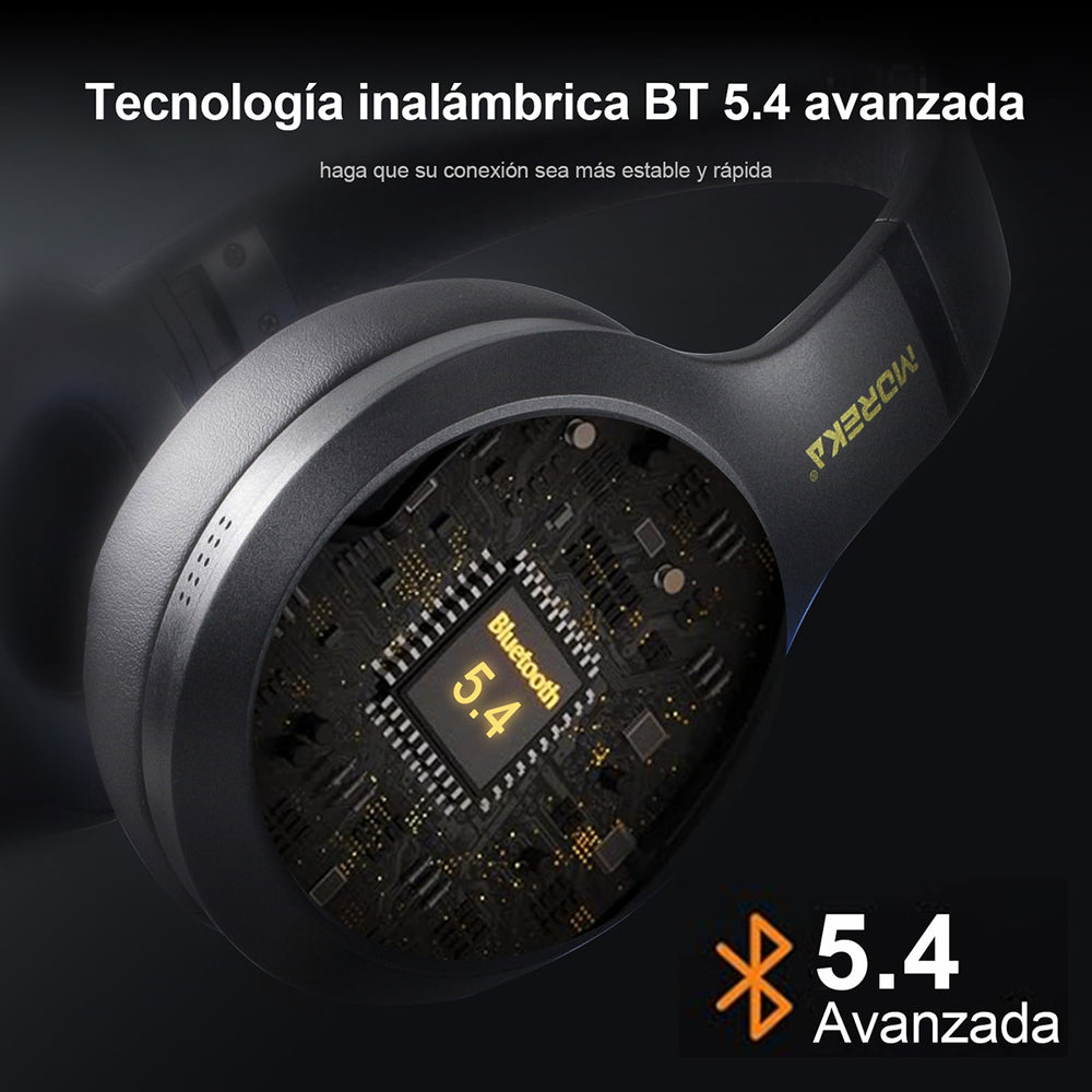 Audífonos Bluetooth V5.4 Moreka BL016 200mAh 40mm Cancelación de Ruido (copia)