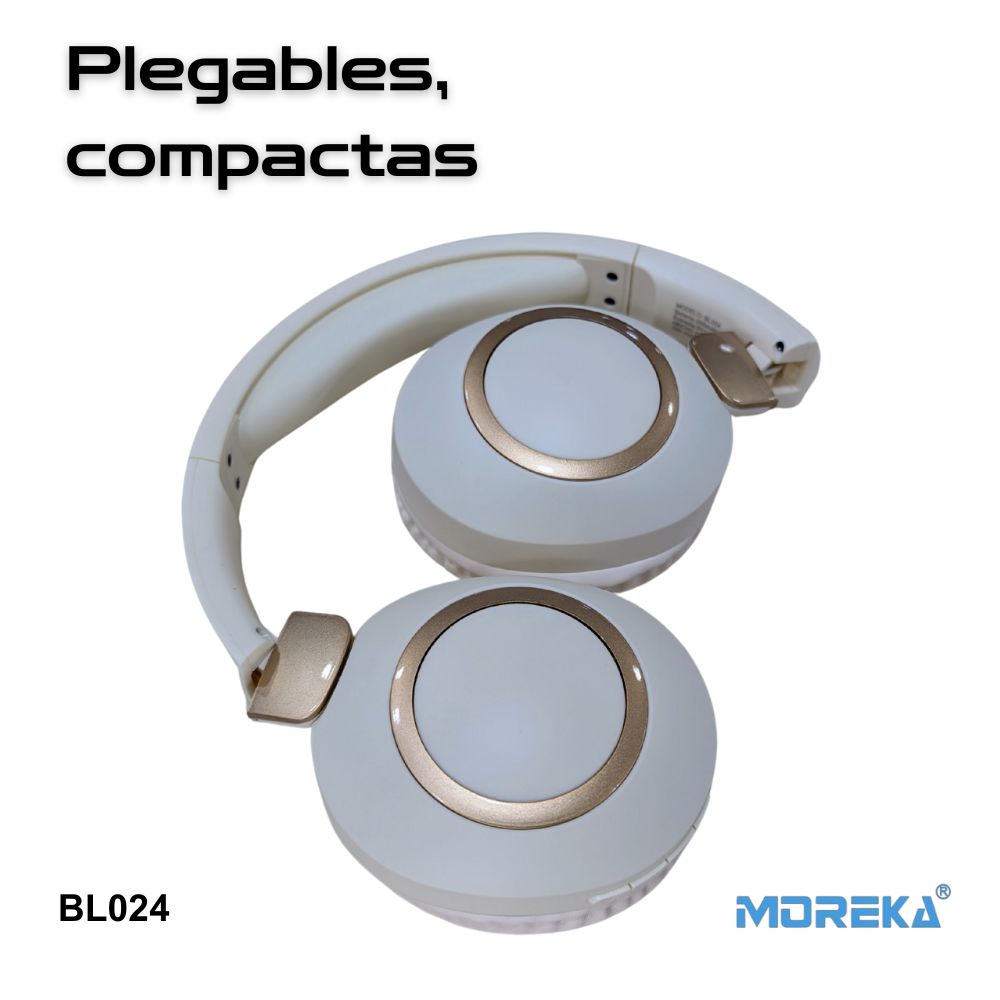 Audífonos Bluetooth 5.4 Moreka BL024 12 horas de musica AUX 3.5mm cancelación de Ruido