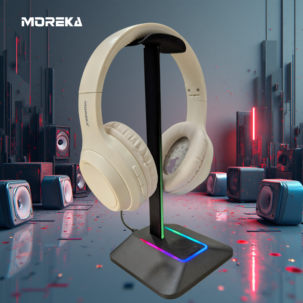 Audífonos Bluetooth V5.4 Moreka BL026 200mAh 40mm Cancelación de Ruido 12 hrs musica