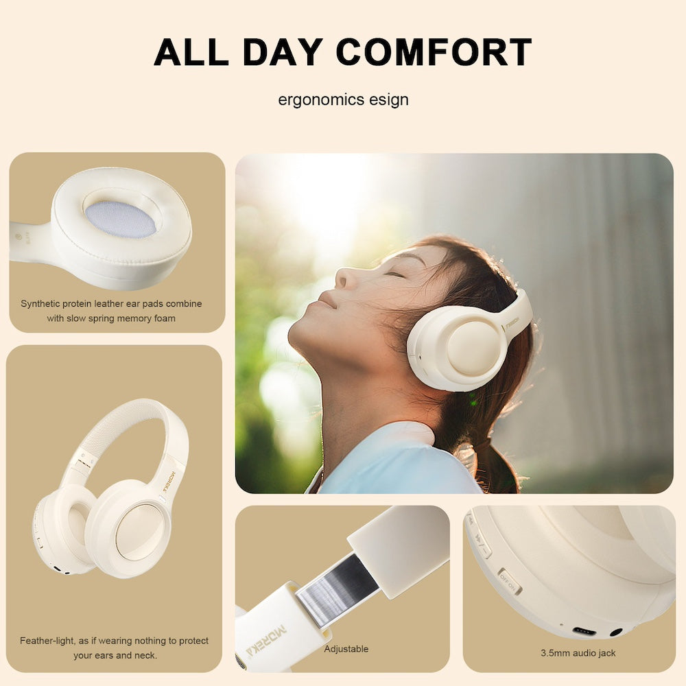 Audífonos Bluetooth V5.4 Moreka B07 3.7V/350mAh 40mm Cancelación de Ruido