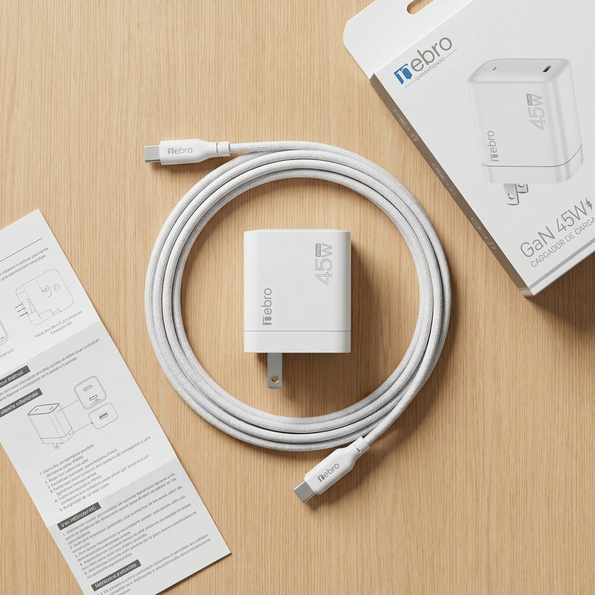 Cargador cable Tipo C NEBRO VGA-054T 45W