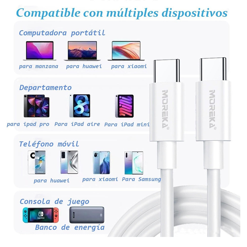 Cargador MOREKA MQ015 20W, 3.1A Incluye Cable tipo C - USB