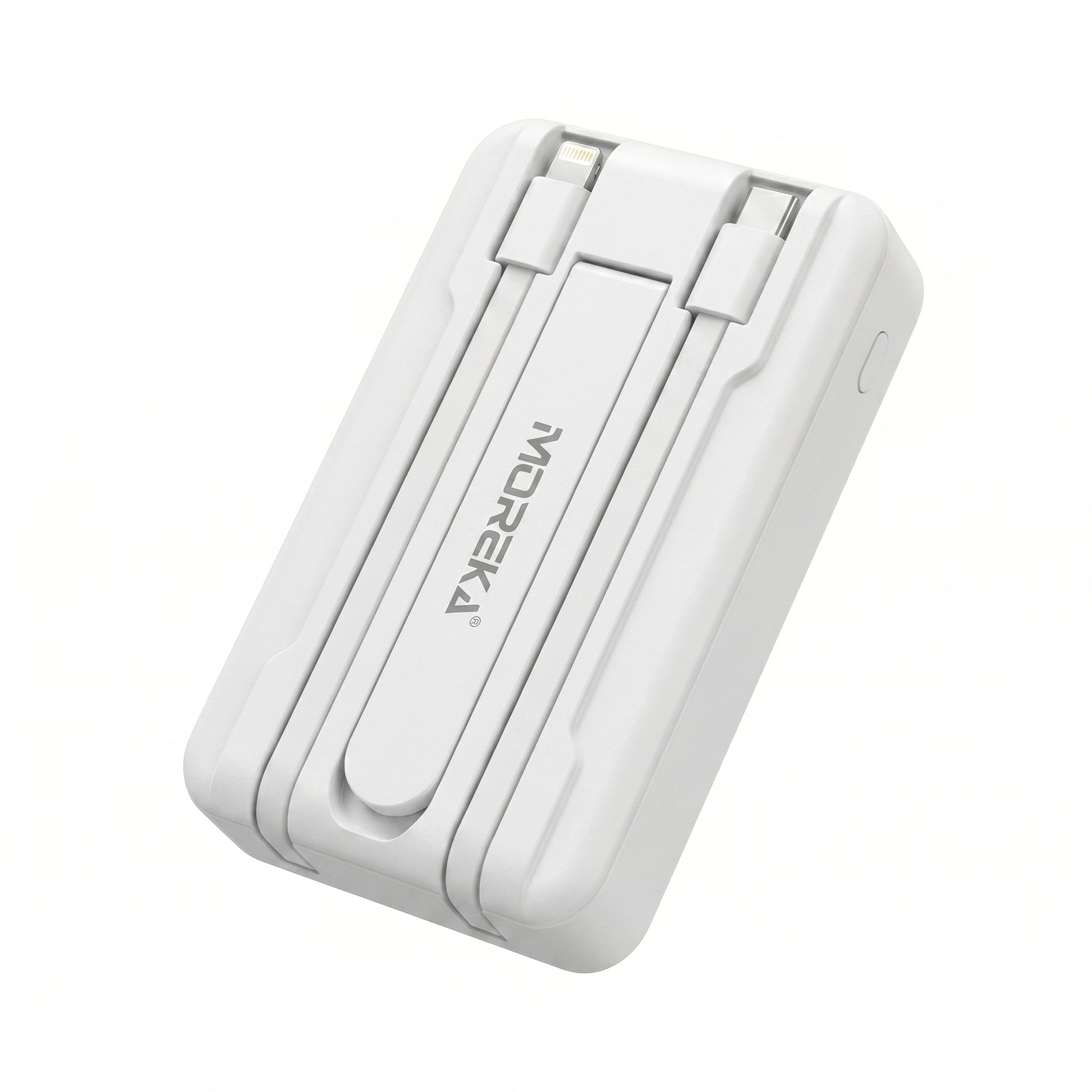 Power Bank Magnético Moreka K112 10000mAh 22.5W con Cable Lightning y Tipo-C Integrados Carga Inalámbrica 15W, Modo Baja Corriente