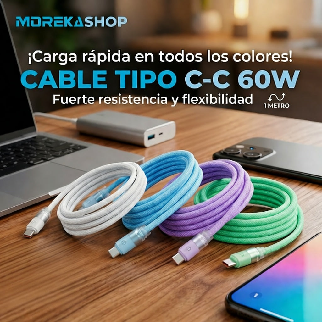 Cable Moreka Tipo C a C CB-053 60W carga rápida 1m