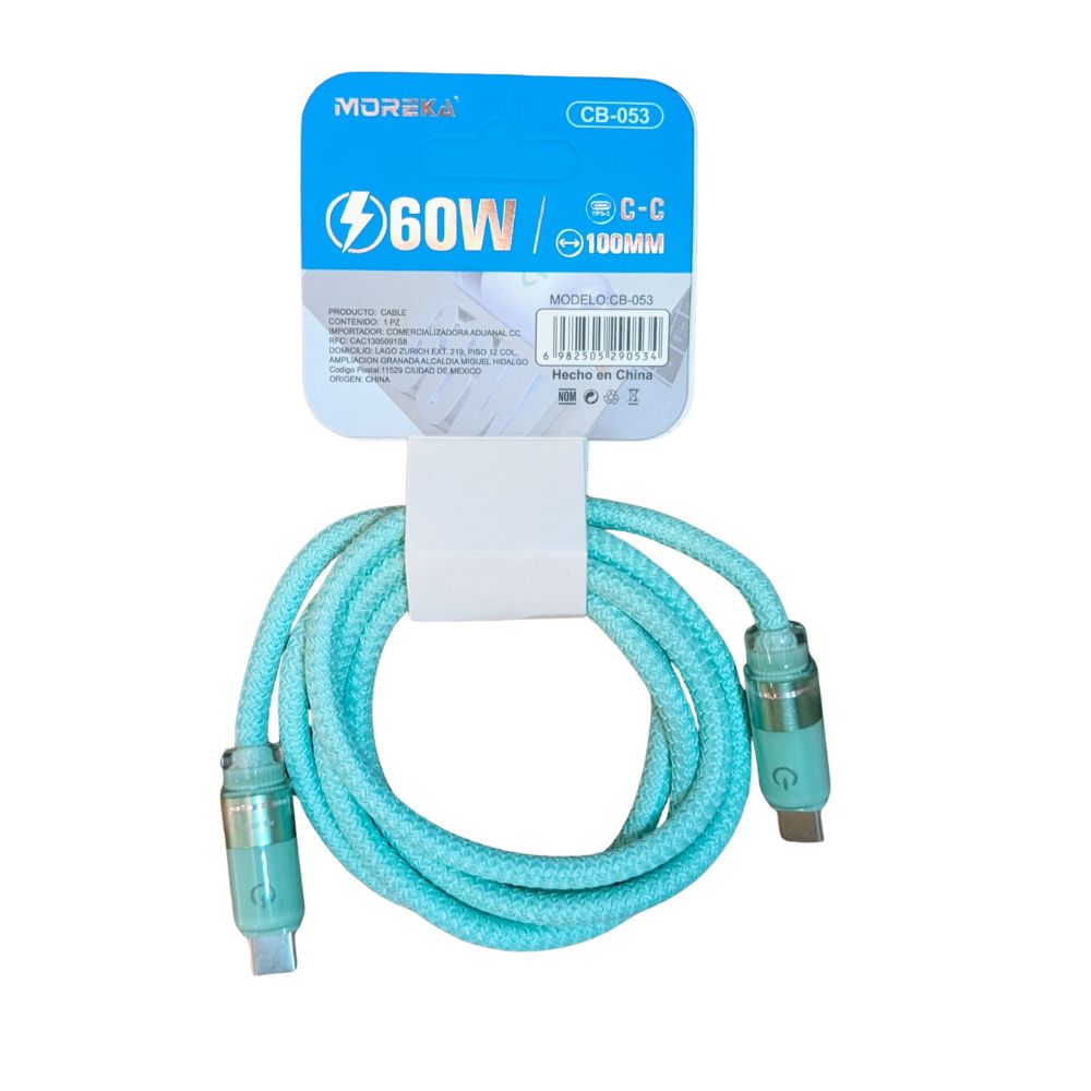 Cable Moreka Tipo C a C CB-053 60W carga rápida 1m