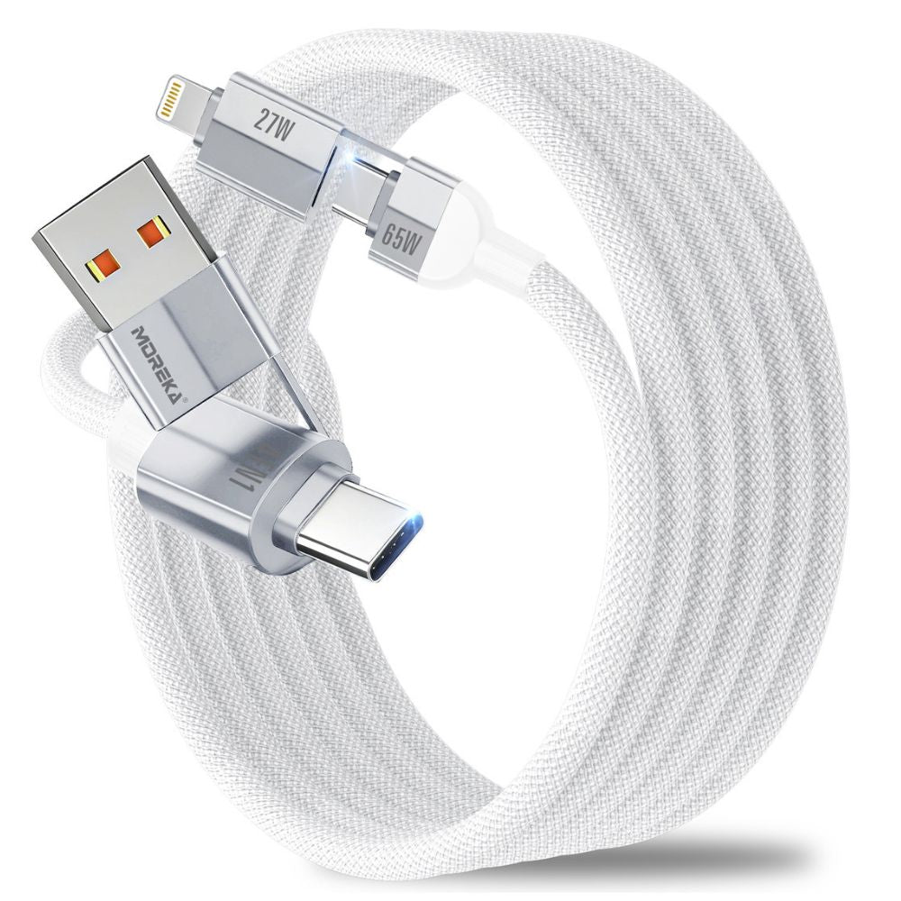 Cable Moreka 4 En 1 Cable Datos 65W en C 27W en IP 1.2m Para Iphone Usb Tipo C CB-054