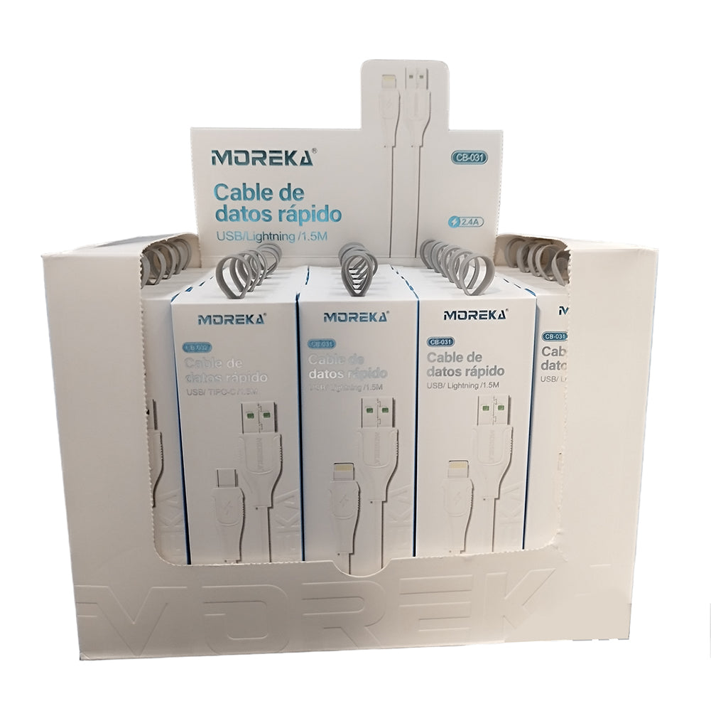 Paquete de 30 Cable Tipo Lightning CB-031 2.4A y Datos de 1.5 M