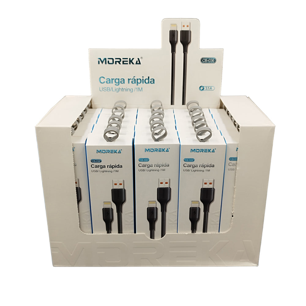 Paquete de 30 Cable Tipo Lightning CB-036 3.1 A y Datos de 1 M