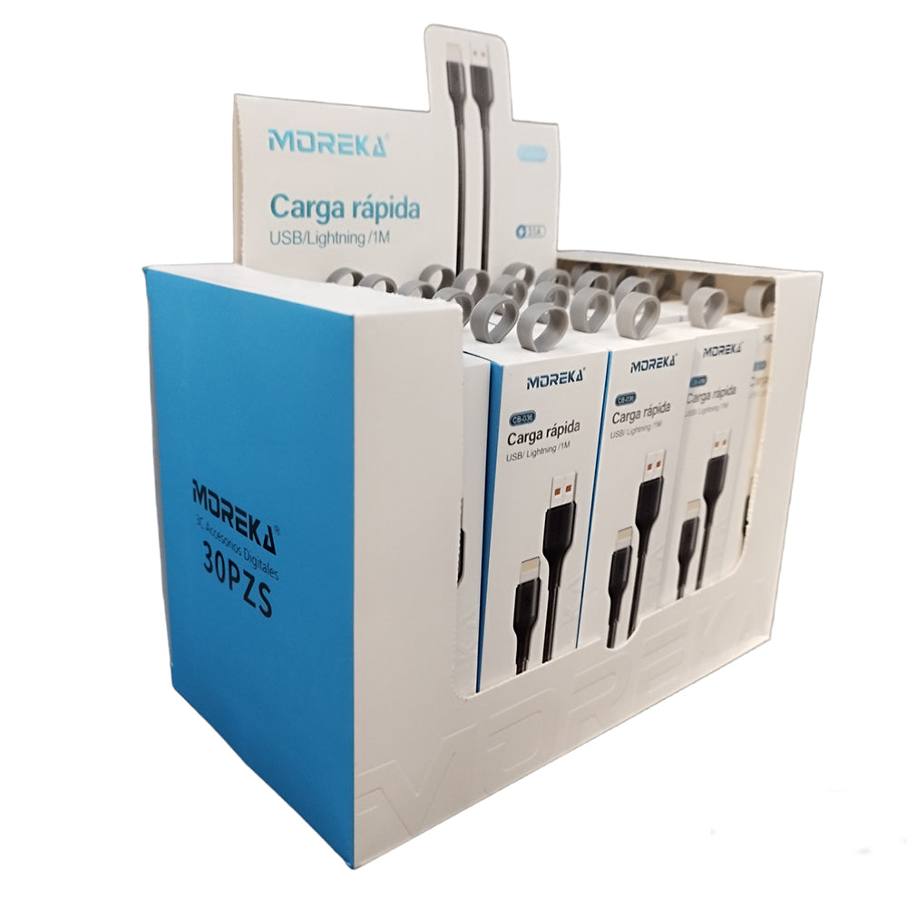 Paquete de 30 Cable Tipo Lightning CB-036 3.1 A y Datos de 1 M