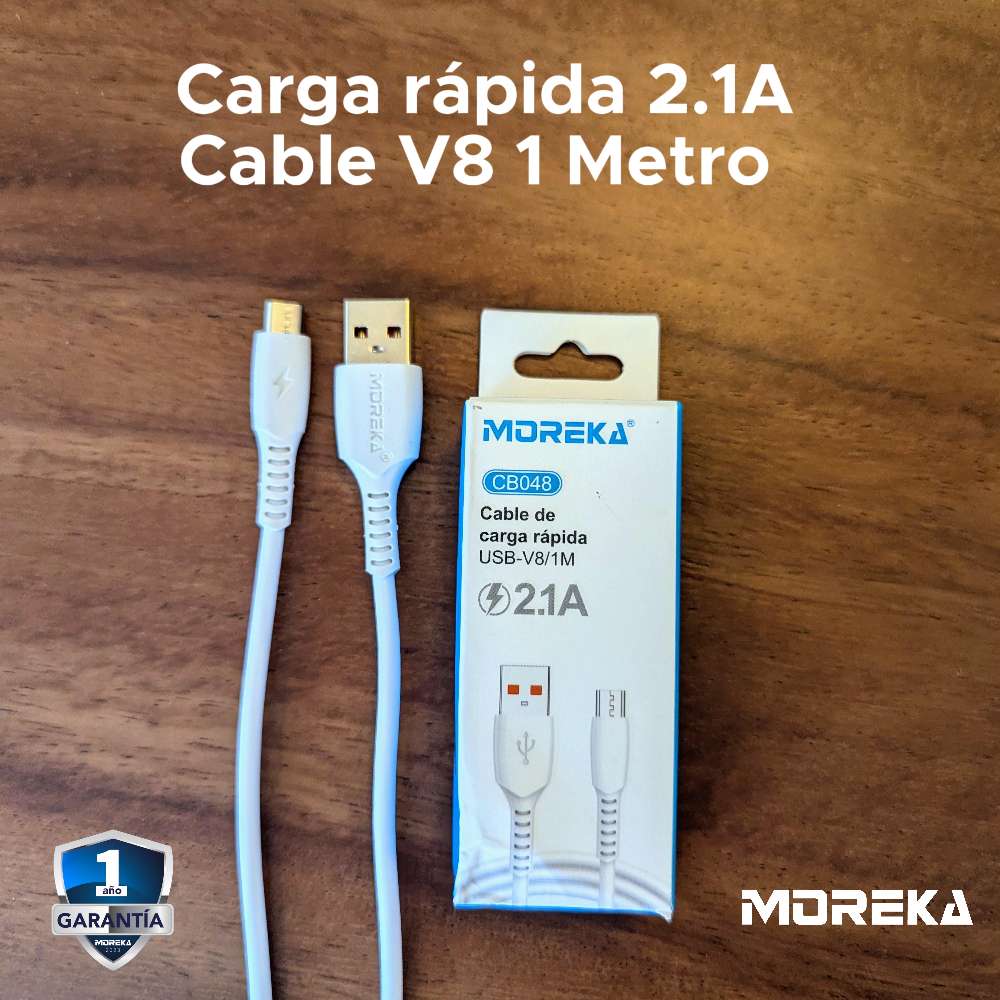 Cable Tipo V8 Micro USB, Moreka CB048 2.1A 1 M.