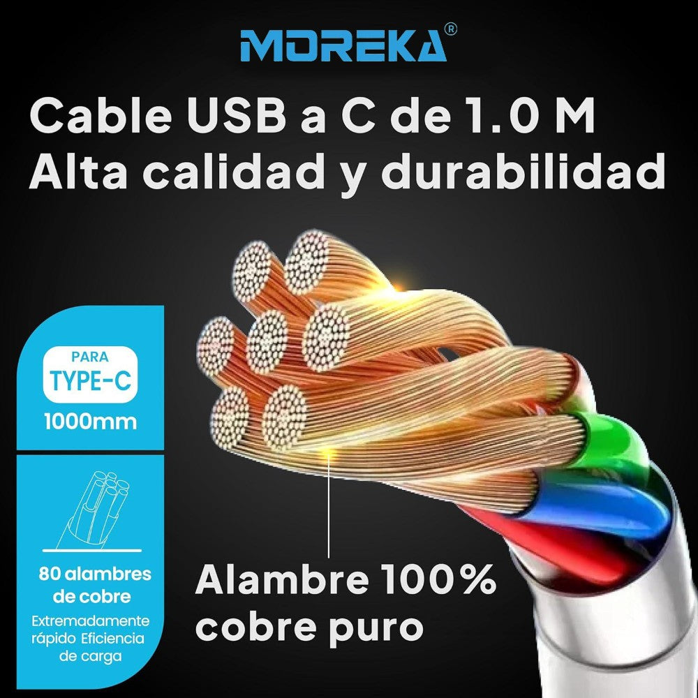 Cable USB Tipo C CB049 2.1 A carga rápida 1 mt