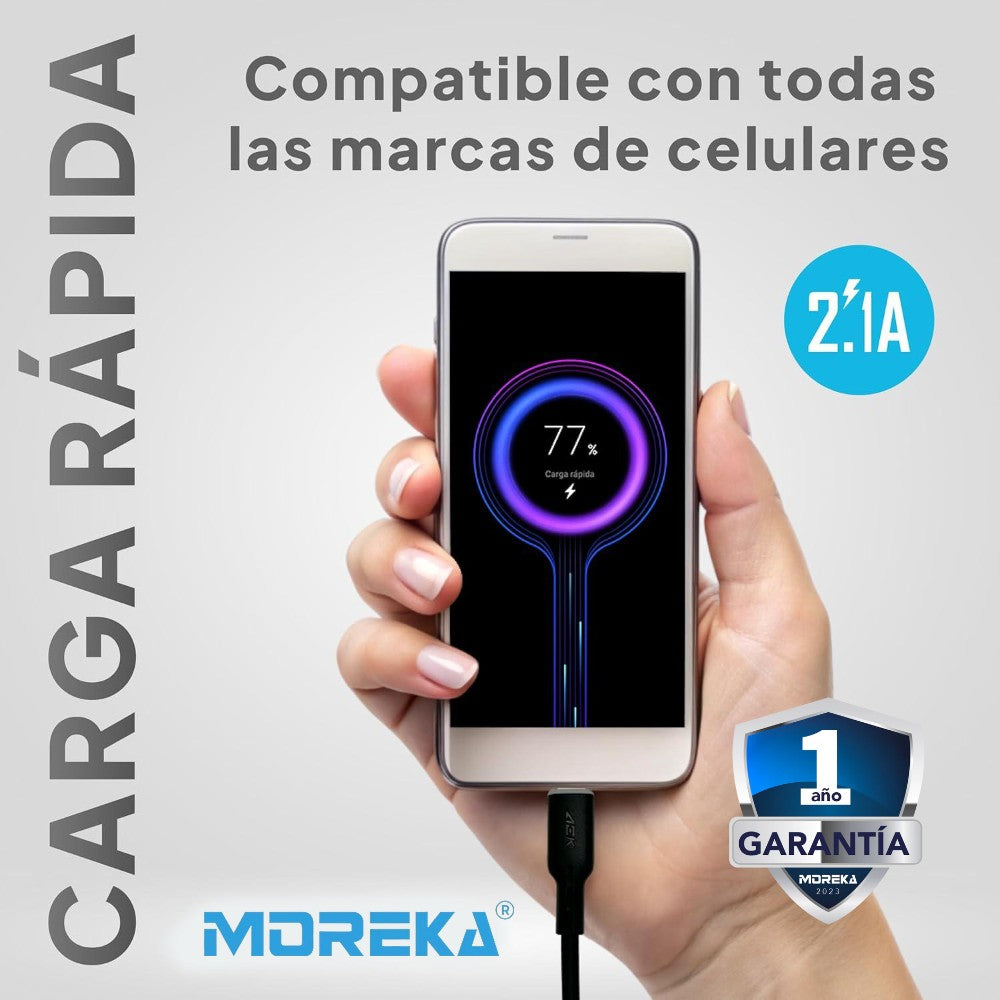 Cable USB Tipo C CB049 2.1 A carga rápida 1 mt