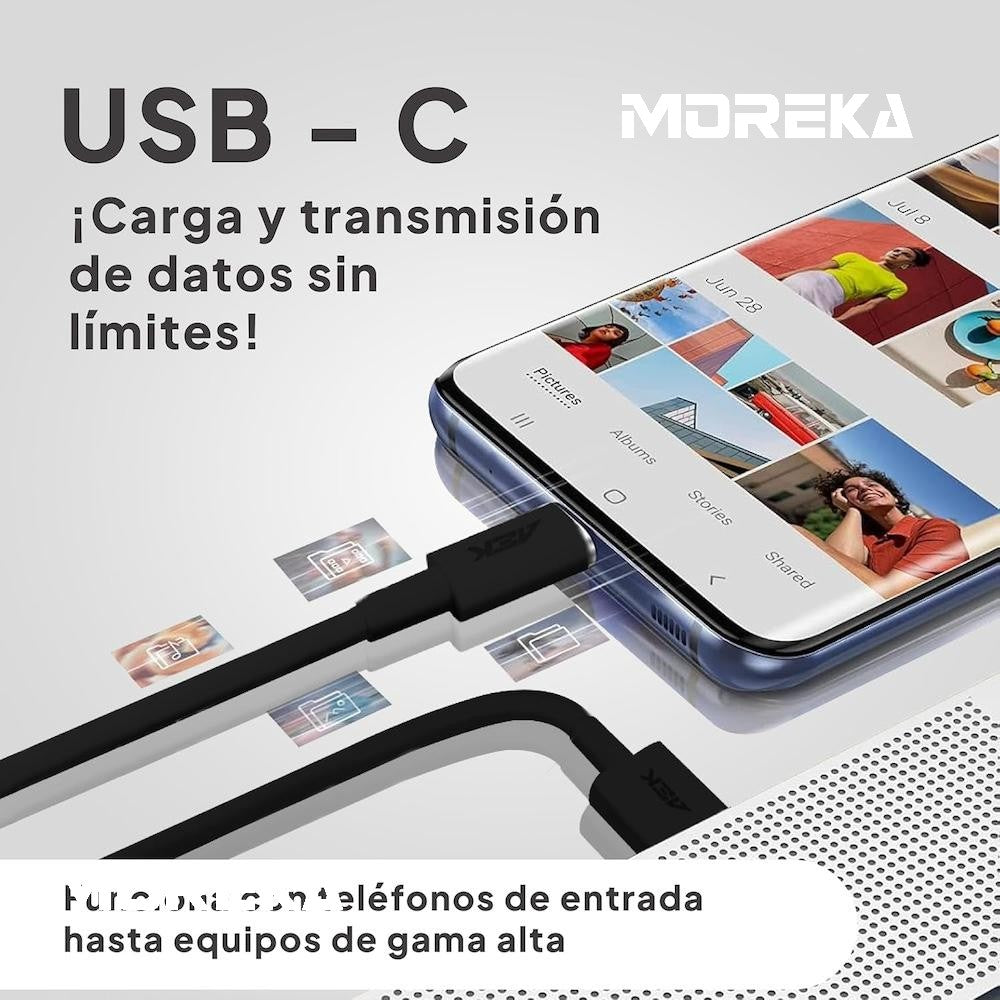 Cable USB Tipo C CB049 2.1 A carga rápida 1 mt