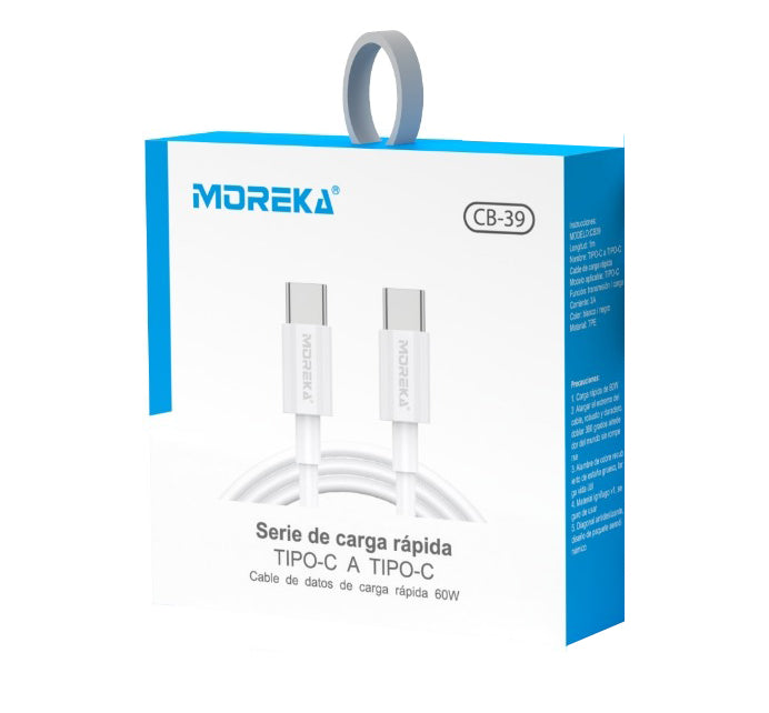 Cable Moreka Tipo C a C CB-39 60W carga rápida 1M