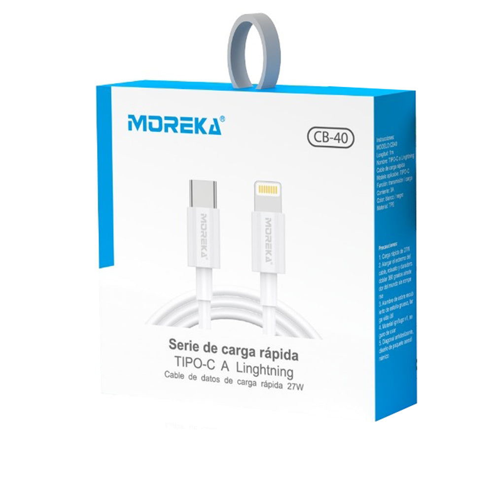 Cable Moreka Tipo C a Lightning CB-40 27W carga rápida 1M