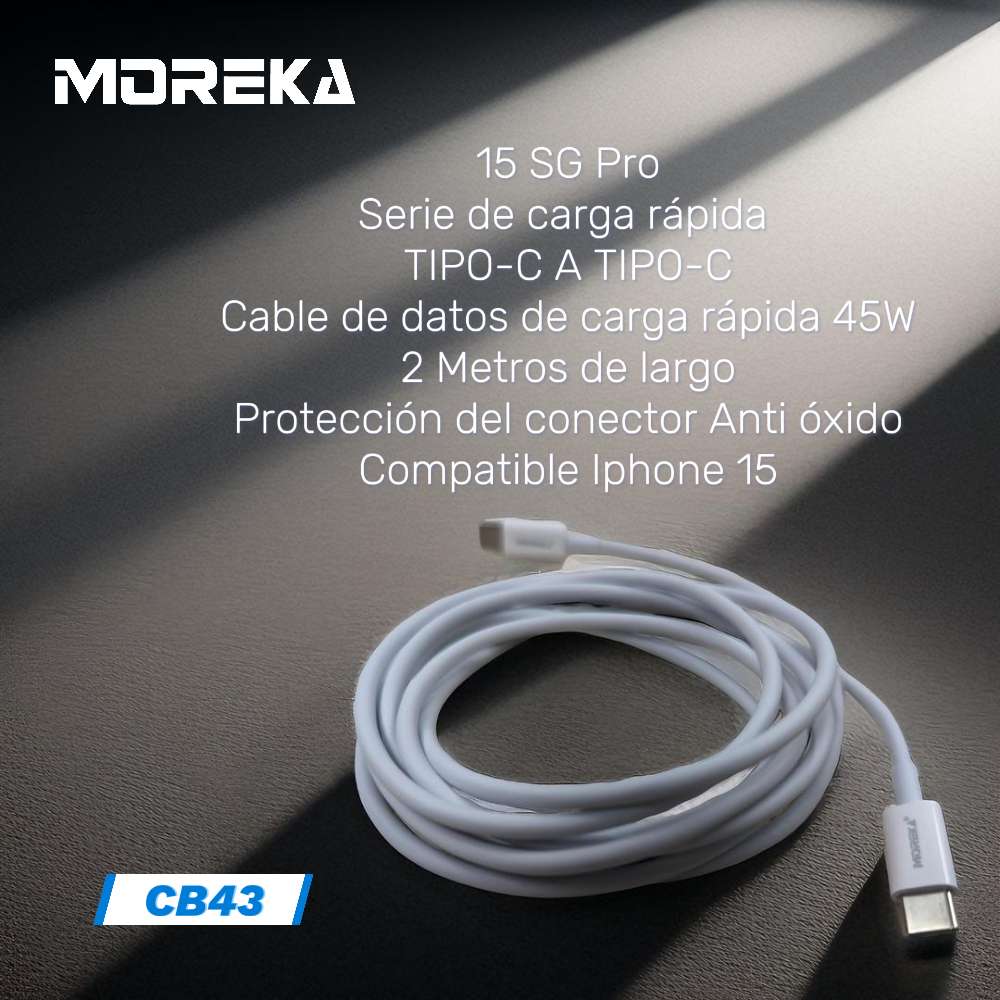 Cable Moreka Tipo C a C CB-43 45W carga rápida 2M