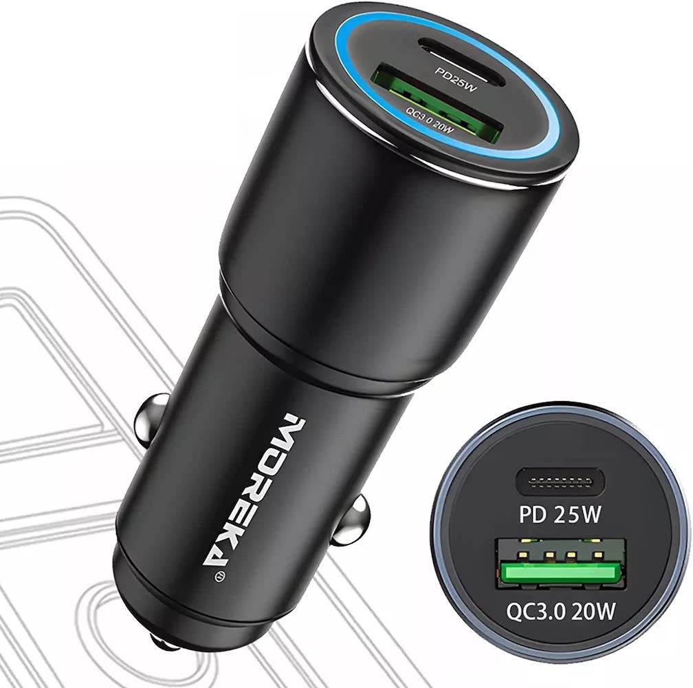 Cargador De Carro Moreka CP005 Plug In 45W USB y Tipo C