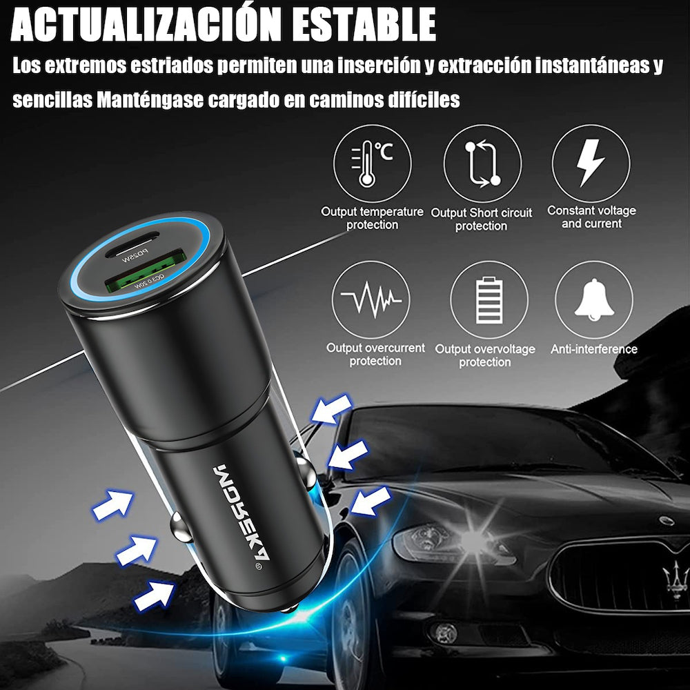 Cargador De Carro Moreka CP005 Plug In 45W USB y Tipo C