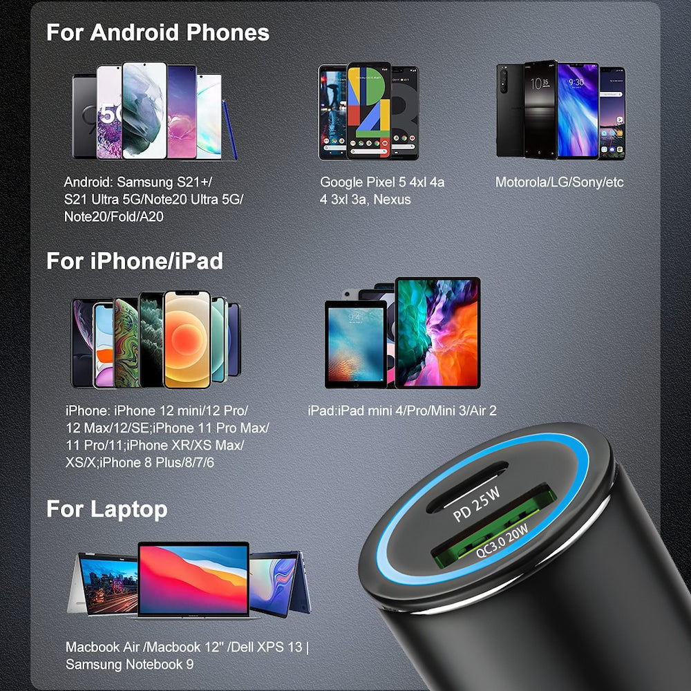 Cargador De Carro Moreka CP005 Plug In 45W USB y Tipo C