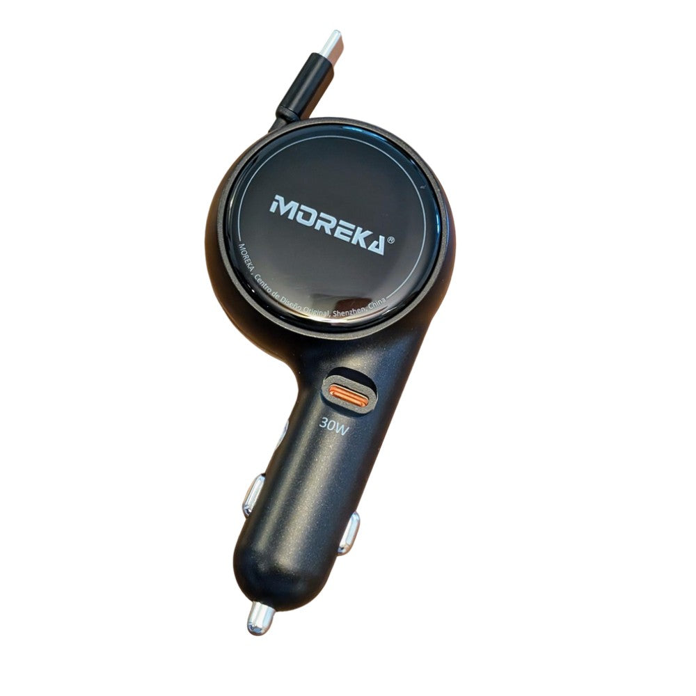 Cargador De Carro retráctil Moreka CP0075 Plug In 60w tipo C 80cm