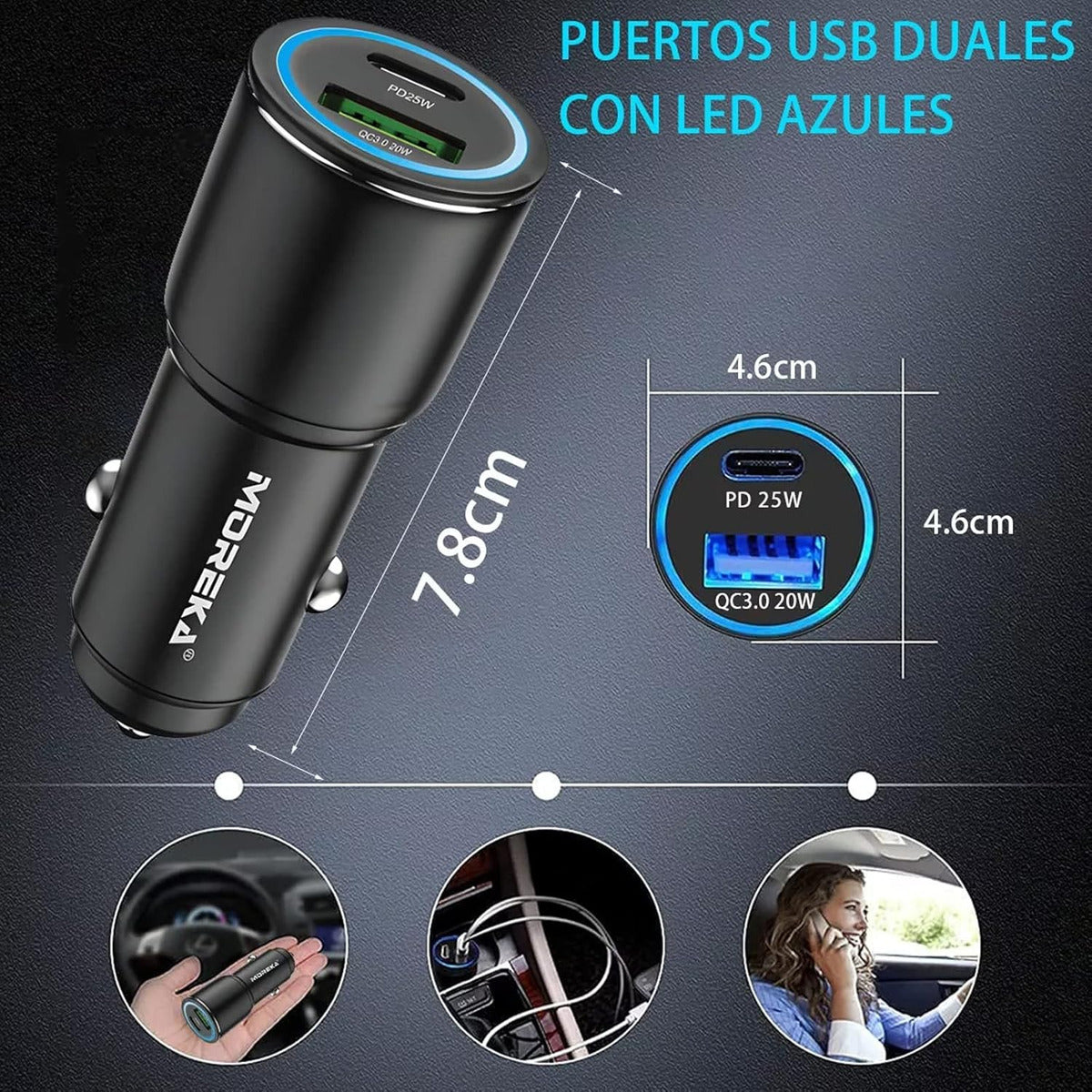 Cargador De Carro Moreka CP0079 Plug In 45W USB C