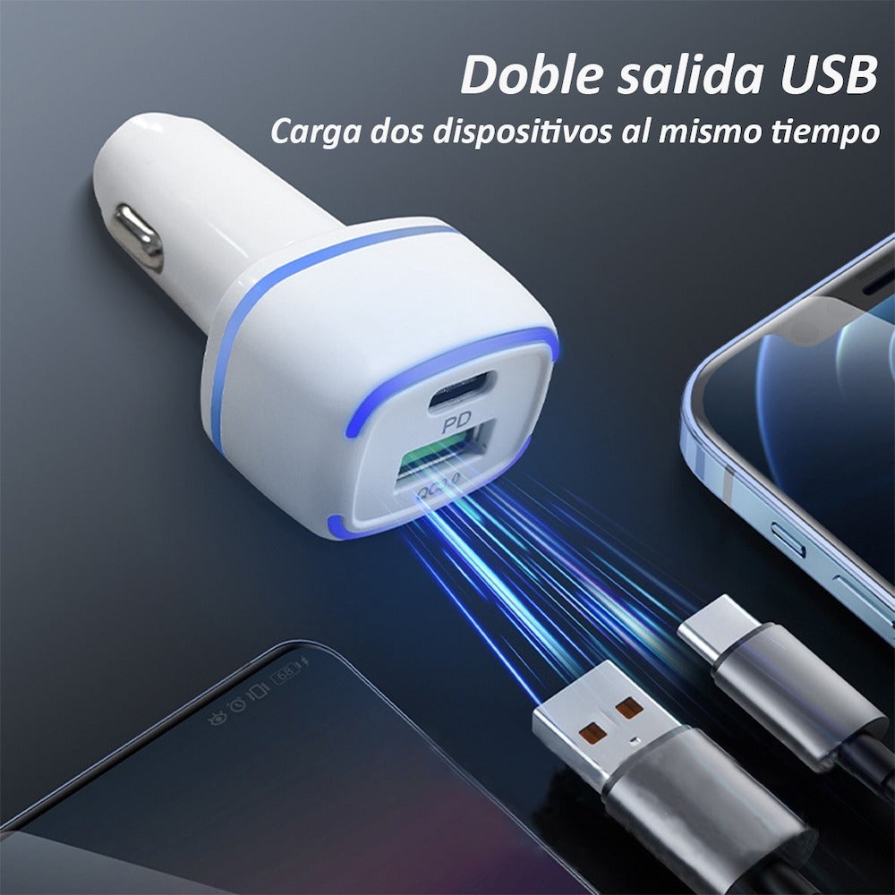 Cargador De Carro Moreka CP010 PlugIn 45W puertos USB y C