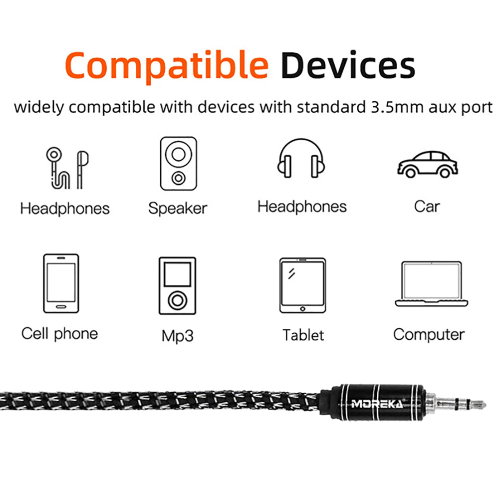 Cable De Audio, Moreka AU-03, Auxiliar 3.5, 1500mm, Reforzado